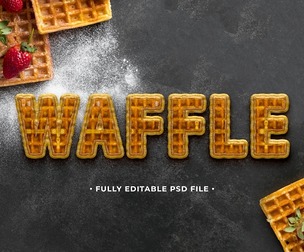 Waffle PSD Fully Editable Text Effect. Layer Style PSD Mockup Template