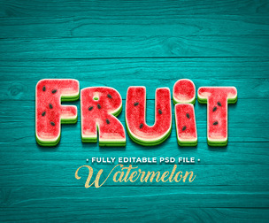 Watermelon PSD Fully Editable Text Effect. Layer Style PSD Mockup Template
