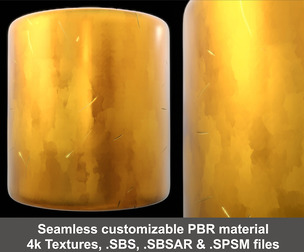 Cartoon Gold Substance PBR Material and Textures
