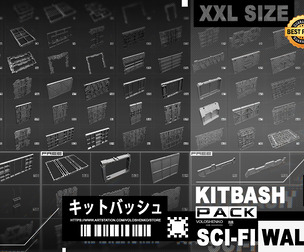 Sci-Fi walls Kitbash Pack_92+ Vol.7