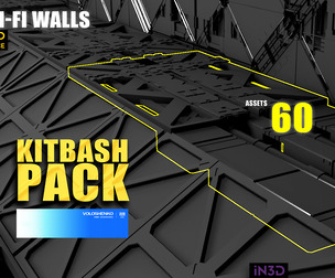 Sci-Fi walls KitBash Pack 60+