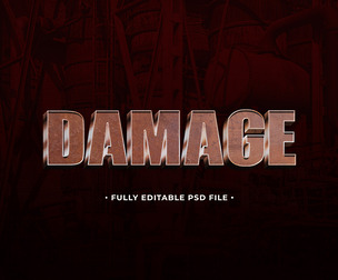 Damage PSD Fully Editable Text Effect. Layer Style PSD Mockup Template