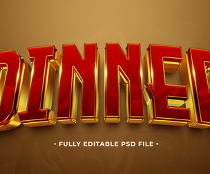 Dinner PSD Fully Editable Text Effect. Layer Style PSD Mockup Template