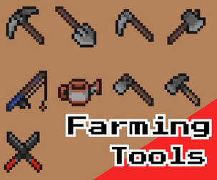 Farming Tools Pixel Icons – 16x16 Essential Tool Pack (9 Icons)