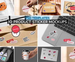 10 Product Sticker Mockup PSD Templates - Professional High-End Decal & Label Branding