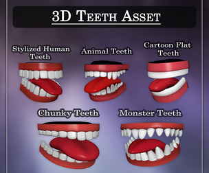 5 Stylized Teeth Sets – 3D Asset (Cartoon, Animal & Monster)