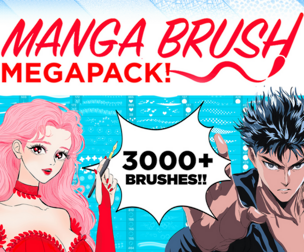 MANGA and ANIME Ultimate Brushes MEGAPACK 2026 - 3000+ Brushes for Procreate CSP, and Photoshop!