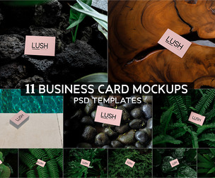 11 Business Card Mockup PSD Templates - High-End Luxury Branding & Botanical Stationery Bundle