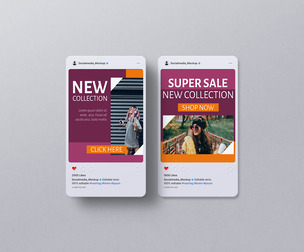 Social Media Feed Mockup PSD Template - Professional High-En Dual Screen Instagram Post