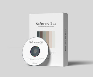 Software Box & CD Mockup PSD Template, High-End Digital Product Packaging & Disc Display