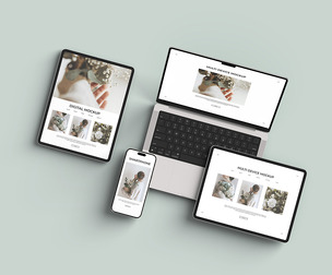 Responsive Multi-Device Mockup PSD Template, High-End Apple Laptop, Tablet & Smartphone UI/UX