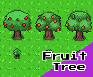 Fruit Trees Pixel Art Pack – 16x16 Growth Stages + Harvest Items