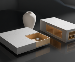 Original beton hard Table complect for coffee and decor vase