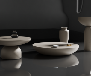 Original beton hard Table complect for coffee and decor vase
