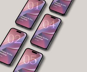iPhone 14 Pro Mockup PSD Template - Professional High-End Multi-Device Isometric UI/UX