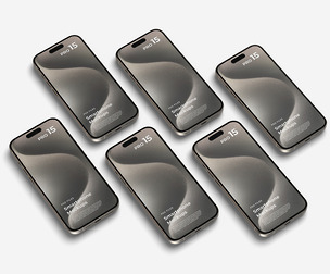 iPhone 15 Pro Mockup PSD Template - Professional High-End Multi-Device Isometric UI/UX