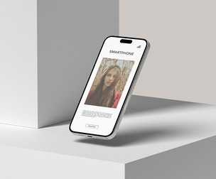 iPhone 15 Pro Max Mockup PSD Template - Professional High-End Apple Device Floating Minimalist UI/UX