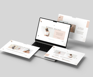 Laptop & Web Screen Mockup PSD Template - Professional High-End Multi-Window Website UI/UX
