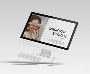 Desktop Screen Mockup PSD Template - Professional High-End Floating Computer UI/UX