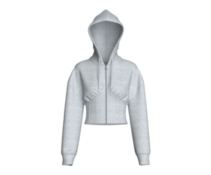 Girls Cinched Waist Zip-Up Crop Hoodie Melange | Marvelous / Clo3d / obj / fbx
