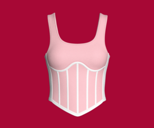 Girls Pink-White Bodice Corset Tank Top | Marvelous / Clo3d / obj / fbx