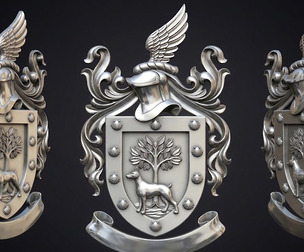 Winged Helmet Coat of Arms  Premium 3D Relief Model for CNC