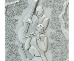 Musicians Relief Wall Panel with Olive Trees