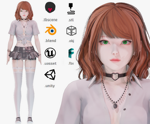 Casual clothes 0024 - Rig - Unreal - Unity - Blender - Animated - Realistic Female Character