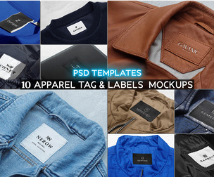 10 Apparel Tag & Label Mockups PSD Bundle - Professional High-End Clothing Branding & Logo