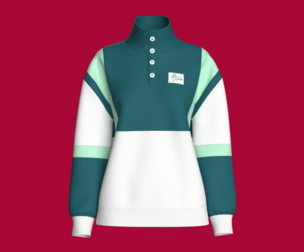 Girls Color Block Button-Up High Neck Sweatshirt | Marvelous / Clo3d / obj / fbx