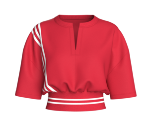 Girls Notched V-Neck Blouson Tops With Stripes | Marvelous / Clo3d / obj / fbx