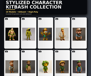 Stylized Character Kitbash Collection – High-Poly 3D Model Pack