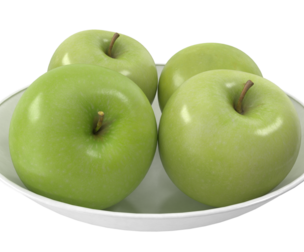 Apples Granny Smith Low Poly PBR on plate