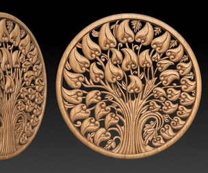 Tree Wall Art Relief  Round Decorative 3D Model