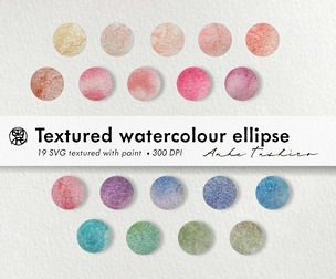 Textured watercolour Ellipse Pastel Colour SVG clipart 300 DPI Printable Instant Download