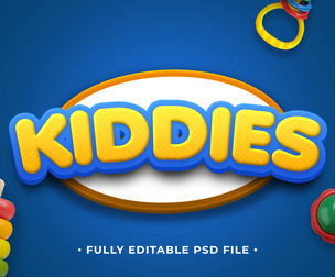 Kiddies PSD Fully Editable Text Effect. Layer Style PSD Mockup Template