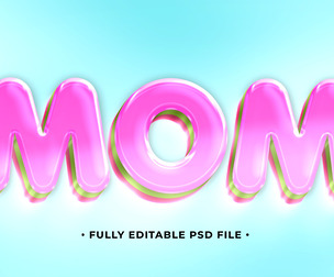 Mom PSD Fully Editable Text Effect. Layer Style PSD Mockup Template