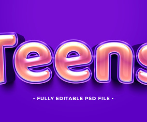 Teens PSD Fully Editable Text Effect. Layer Style PSD Mockup Template