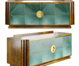 3D Art Deco nightstand Turquoise Glow