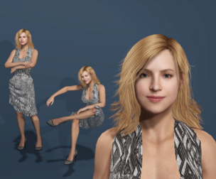 Stylish 3D Female Character in Elegant Dress Ready for Games