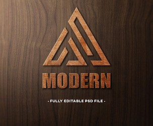 Wood Logo and Text Effect PSD Fully Editable Text Effect. Layer Style PSD Mockup Template
