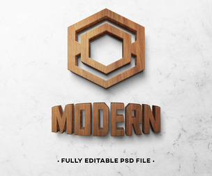 Wood Logo and Text Effect PSD Fully Editable