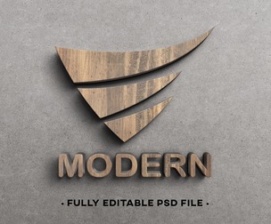Wood Logo and Text Effect PSD Fully Editable Text Effect. Layer Style PSD Mockup Template