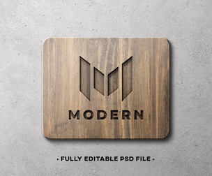 Wood Logo and Text Effect PSD Fully Editable Text Effect. Layer Style PSD Mockup Template