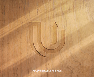 Wood Logo and Text Effect PSD Fully Editable Text Effect. Layer Style PSD Mockup Template