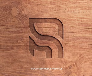 Wood Logo and Text Effect PSD Fully Editable Text Effect. Layer Style PSD Mockup Template