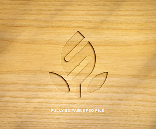 Wood Logo and Text Effect PSD Fully Editable Text Effect. Layer Style PSD Mockup Template
