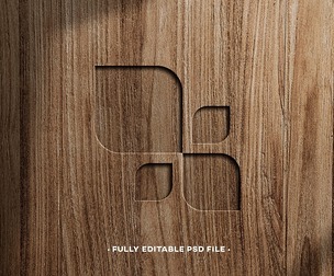 Wood Logo and Text Effect PSD Fully Editable Text Effect. Layer Style PSD Mockup Template