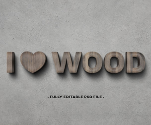 Wood Logo and Text Effect PSD Fully Editable Text Effect. Layer Style PSD Mockup Template