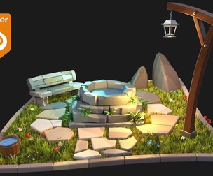 Free Stylized Water Well (Blender 5.1+)